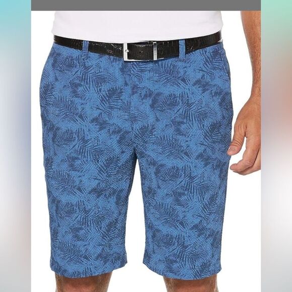 PGA TOUR Flat Front Printed Seersucker Short Sz 36 Tropical Leaf Ensign - Picture 2 of 12